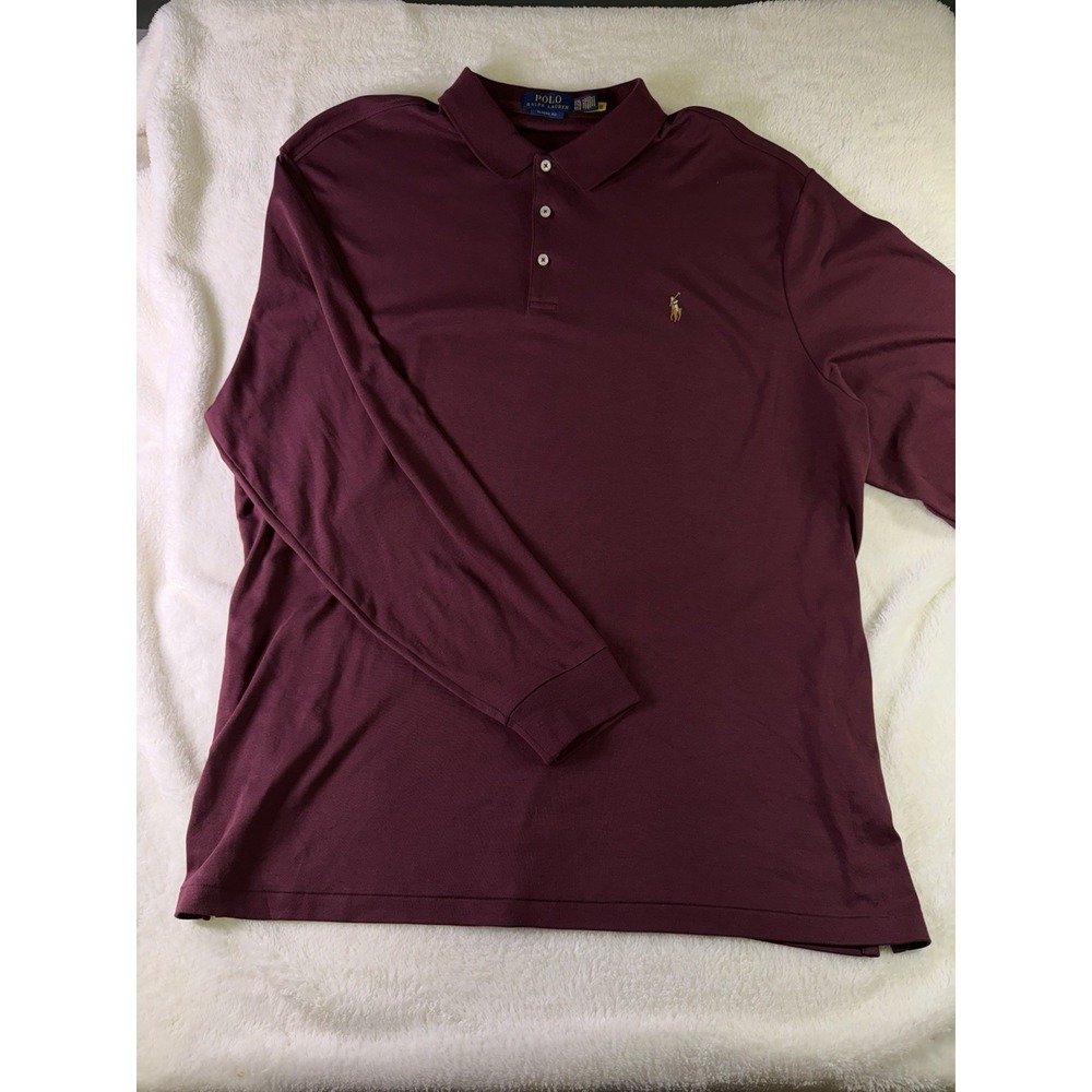 Polo Ralph Lauren Classic Fit Men's XXL Burgundy Long Sleeve Cotton Polo Shirt